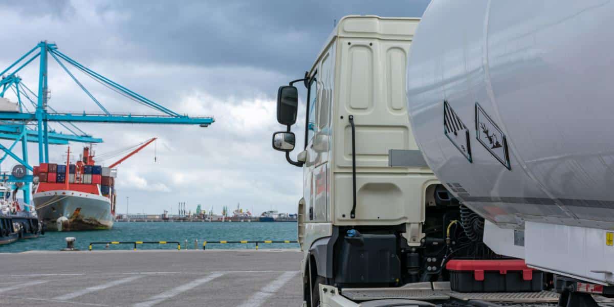 chemical truck at port