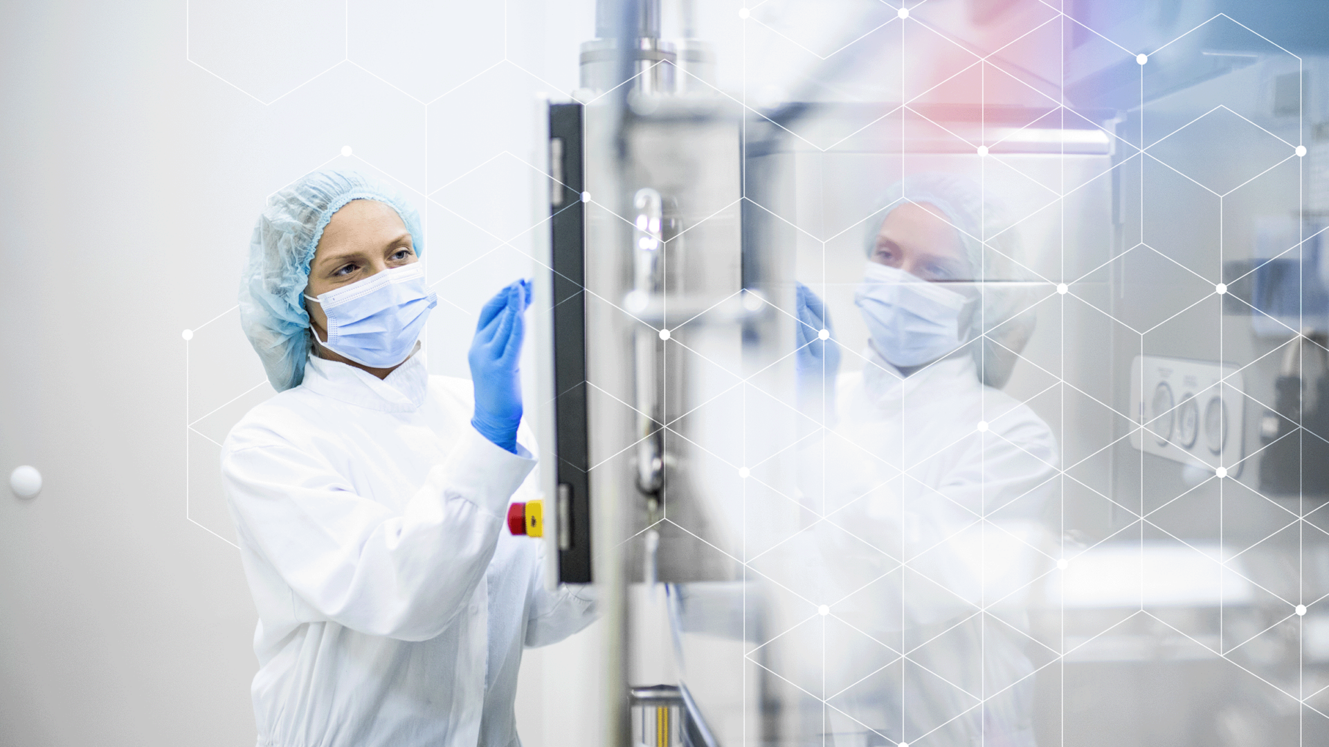 Worker in chemical facility using screen