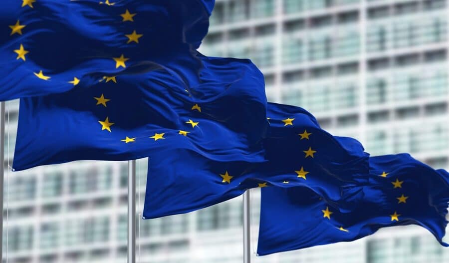 A European Union flag, symbolizing governance and accountability in EU legislative processes.