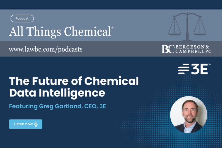 3E's CEO, Greg Gartland, recently joined the All Things Chemical podcast. He shared his perspective on the future of chemical intelligence, the transformative potential of AI for regulatory compliance, and the critical need for trustworthy data.